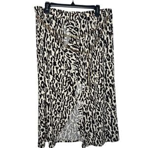 Thalia Sodi Women's Leopard-Print Ruffle-Trim Skirt Neutral Animal One Sizes